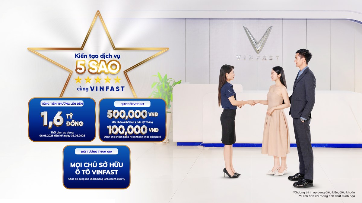 VinFast đồng nhất chuẩn dịch vụ 5 sao toàn hệ thống